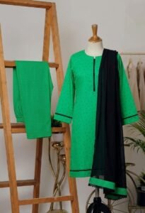emerald green printed cambric cotton 3pc set