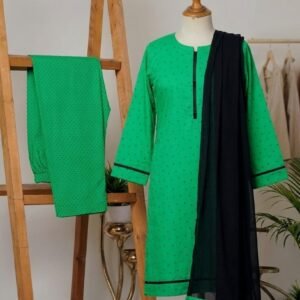 emerald green printed cambric cotton 3pc set
