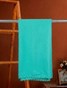 turquoise chiffon dupatta with silver sitara work