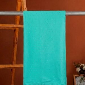 turquoise chiffon dupatta with silver sitara work