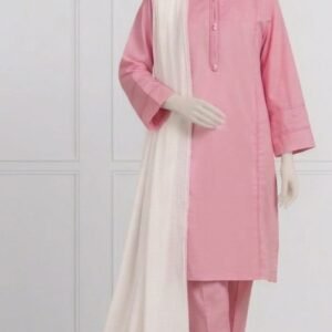 tea pink solid cambric cotton 3pc set