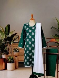Emerald Green Embroidered Lawn 3PC Set