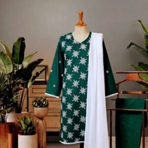 Emerald Green Embroidered Lawn 3PC Set