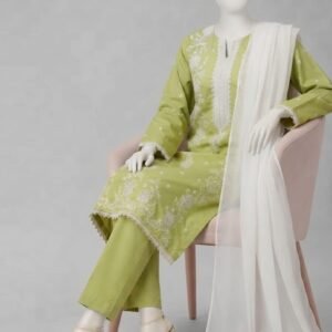 Pistachio Green Embroidered Lawn 3PC Set