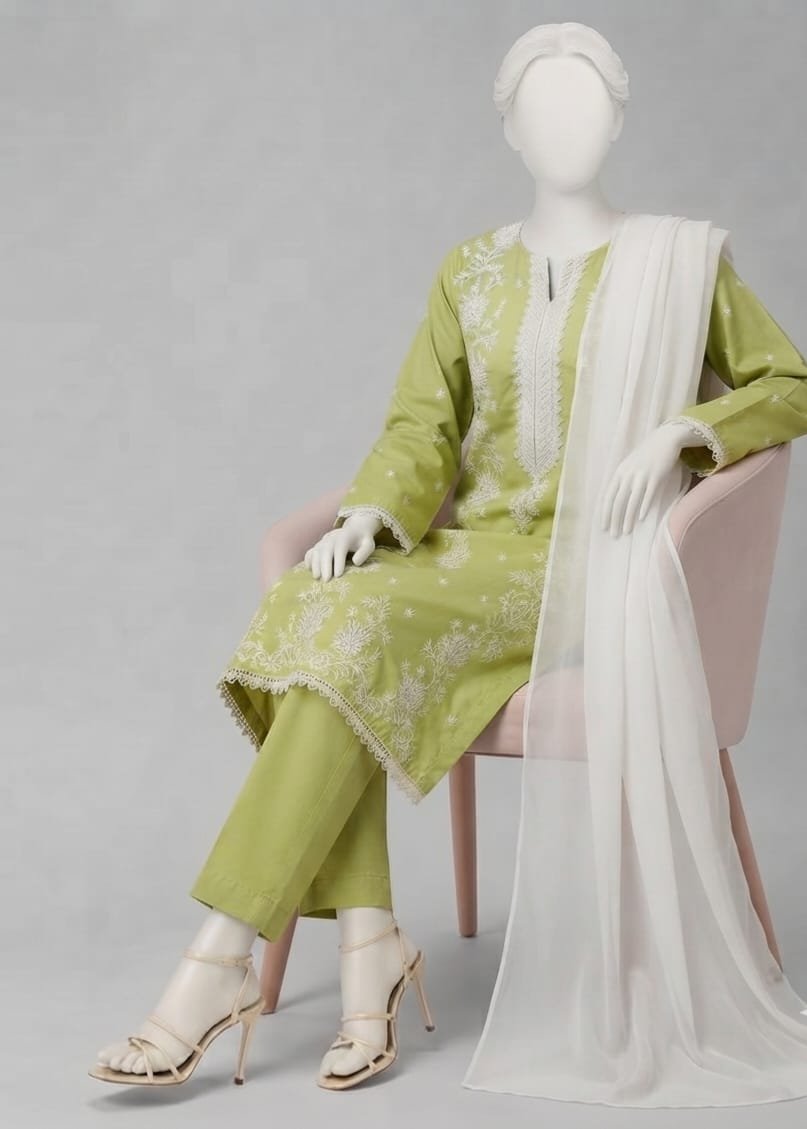 Pistachio Green Embroidered Lawn 3PC Set