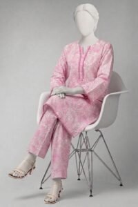 soft pink printed 2pc stitched set