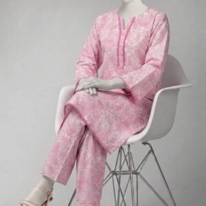 soft pink printed 2pc stitched set