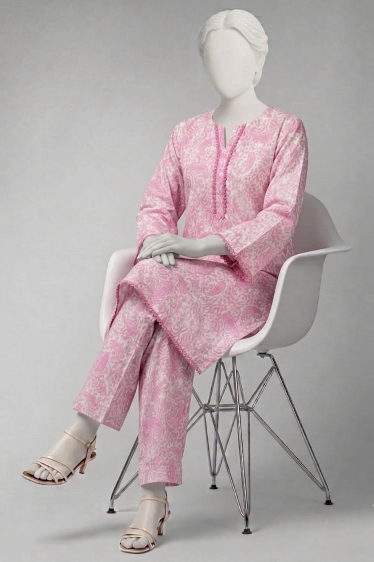 soft pink printed 2pc stitched set soft pink printed 2pc stitched set