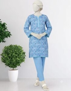 sky blue paisley printed 2pc stitched set